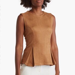 T Tahari Faux Suede Front Ponte Back Shell Top